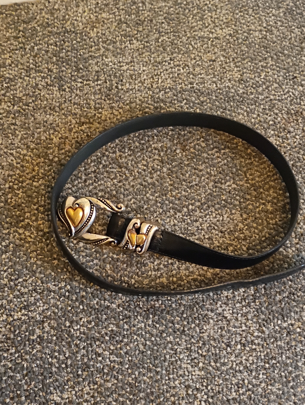 Brighton's Black Leather Women's Belt with Gold Heart Buckle